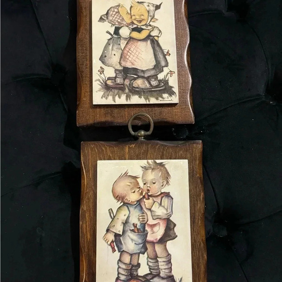 Vintage Hummel Wood Wall Plaques Made in USA German Boy & Girl Sisters Brothers - Picture 13 of 13